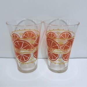 Vintage Libbey Citrus Orange Slice Glass Tumblers